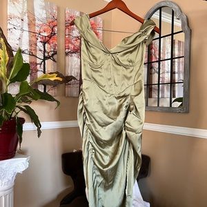 Satin off-shoulder dress